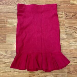 Express XS hot pink sweater material ruffle pencil skirt.